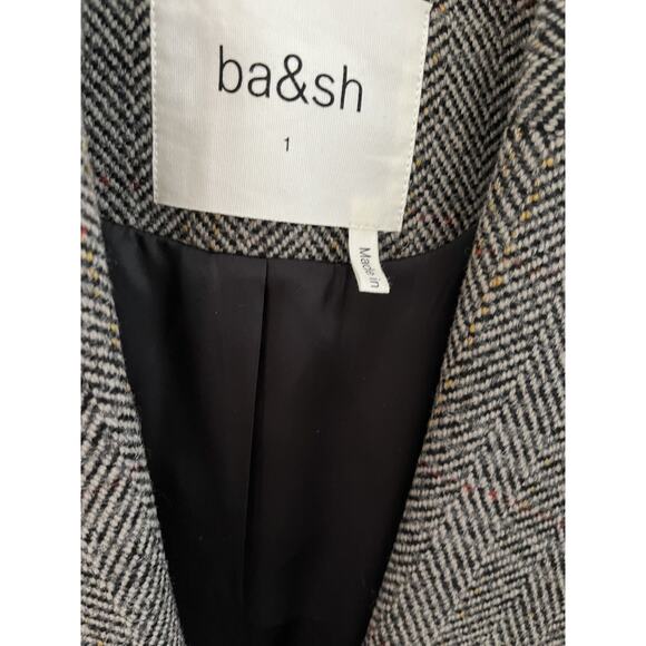 Ba&sh Women S Brown Plaid Wool Jacket Blazer Prep Career Old Money Academia - Picture 3 of 6